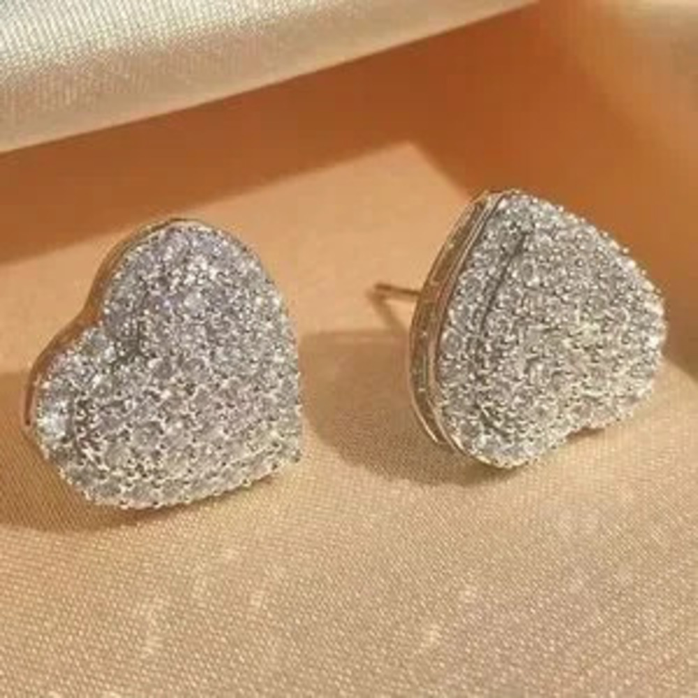 Gorgeous Silver Heart Stud Earrings